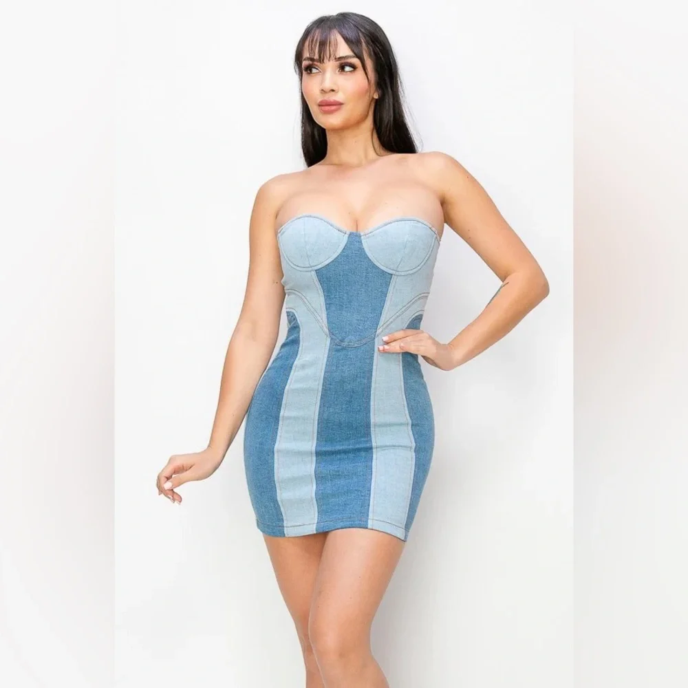 Women’s Denim Blue Dress in Size Medium - Picture 1 of 7